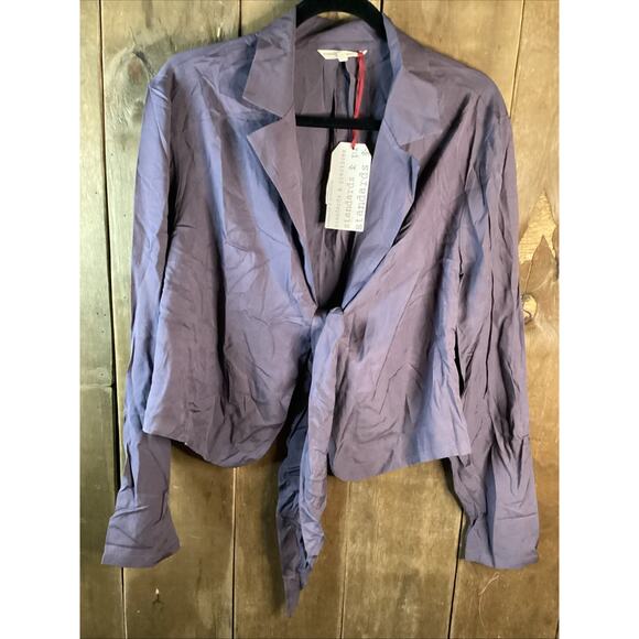 Standards And Practices Dark Purple Long Sleeve Tie Blouse Size 2XL - Picture 1 of 3